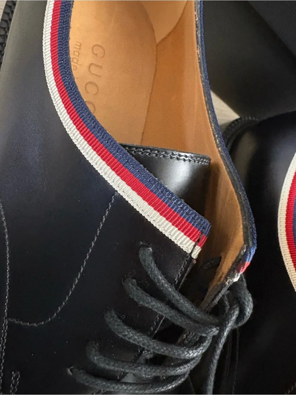 Brand new with box Gucci Black Leather Derby Shoes gg size 6.5 us 7.5